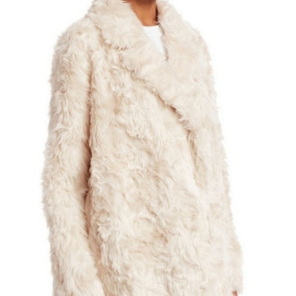 NWT Theory Clairene Jackson Ivory Faux Fur Jacket - Picture 5 of 8
